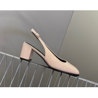 Top Design Celine Lily Perforated Triomphe Slingback Pumps 6cm in Patent Calfskin Blush Pink 2025 CE082614