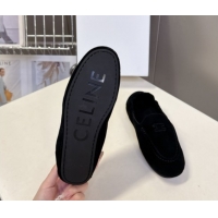 Buy Luxury Celine Adam Flat Loafers in Suede Black 2025 CE082617
