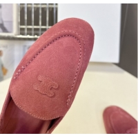 Classic Hot Celine Adam Flat Loafers in Suede Rosewood Pink 2025 CE082617