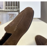 Duplicate Celine Adam Flat Loafers in Suede Brown 2025 CE082617