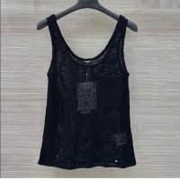​New Fashion Chanel Knit Mesh Vest 0611 Black 2025