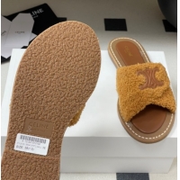 Classic Celine Lympia Twisted Flat Slides Sandal in Sponge Fabric Brown 2025 CE082619