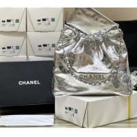 Buy Fashionable Chanel 22 Bag in Metallic Calfskin AS3261 Silver 2025 Top Quality
