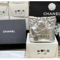 Spot Bulk Chanel 22 Mini Bag in Metallic Calfskin AS3980 Silver 2025 Top Quality