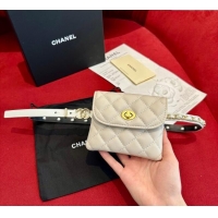 Best Quality Chanel Quilted Lambskin Leather Pouch Belt 1.5cm CH091304 White 2025