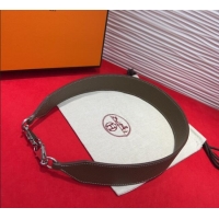 Spot Bulk Hermes Kelly Pocket Shoulder Strap in Leather 4x68cm HS091203 Grey/Silver 2025