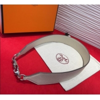 New Design Hermes Kelly Pocket Shoulder Strap in Leather 4x68cm HS091203 White/Silver 2025