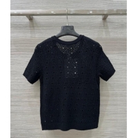 ​Most Popular Chanel Knit Top with Strass CC CH061201 Black 2025