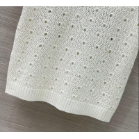 ​New Cheap Chanel Knit Wool T-Shirt with Strass CC CH061201 White 2025