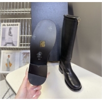 Top Design Chanel Calfskin Leather Flat High Boots 3.5cm with Dropped Chain Black 2025 CH083001 50830003