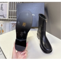 Unique Style Chanel Calfskin Leather Flat Ankle Boots 3.5cm with Dropped Chain Black 2025 CH083001 0830005