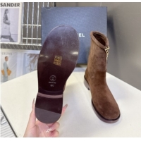 Purchase Chanel Suede Flat Ankle Boots 3.5cm with Dropped Chain Dark Brown 2025 CH083001 0830007