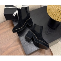 Perfect Chanel Suede Heel Platform Ankle Boots with Chain Black 2025 CH083005