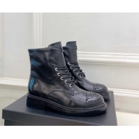 Good Looking Chanel Patent & Calfskin Laced-up Ankle Boots 3.5cm Black 2025 CH083006
