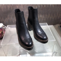 Purchase Chanel Calfskin Heel Platform Ankle Boots 7.5cm with Chain Black 2025 CH083008