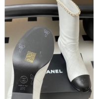 Popular Style Chanel Quilted Calfskin & Leather Ankle Boots 6cm with Chain White 2025 CH083009