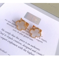 Famous Brand Van Cleef & Arpels Alhambra Studs Earrings 0628 White/Gold 2023