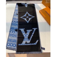 Promotional Louis Vuitton MNG Two Wool Scarf 33x200cm LV091001 Blue 2025