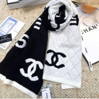 Super Quality Chanel Cashmere Wool Long Scarf 30x180cm CH091002 Black/White 2025