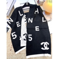 Super Quality Chanel Cashmere Wool Long Scarf 30x180cm CH091002 Black/White 2025
