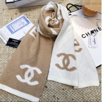 Good Taste Chanel Cashmere Wool Long Scarf 30x180cm CH091002 Beige/White 2025