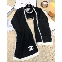 Top Grade Chanel Cashmere Wool Long Scarf 30x180cm CH091005 Black 2025