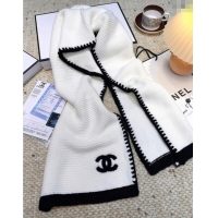 Best Product Chanel Cashmere Wool Long Scarf 30x180cm CH091005 White 2025