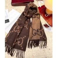 Top Grade Gucci Cashmere Long Scarf 45x200cm GG091007 Dark Brown 2025