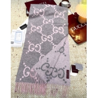 Best Price Gucci Cashmere Long Scarf 45x200cm GG091007 Grey/Pink 2025