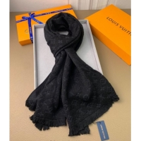 Top Design Louis Vuitton Monogram Classic Wool Long Scarf 40x185cm LV091011 Black 2025
