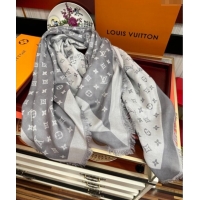 Luxury Cheap Louis Vuitton Cashmere Patchwork Square Scarf 140x140cm LV091012 Grey 2025