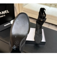 Perfect Chanel Mesh & Grosgrain Heel Ankle Boots 5cm with Bow Black 2025 G46703
