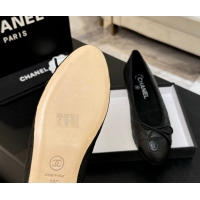 Purchase Chanel Classic Quilted Lambskin Ballet Flats with Bow Black 50901006