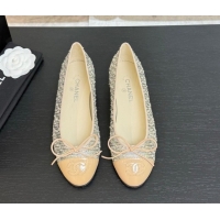 Unique Style Chanel Classic Tweed & Patent Calfskin Ballet Flats with Bow Nude/Multicolor 50901009
