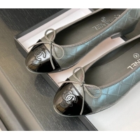 Good Quality Chanel Classic Quilted CC Lambskin & Patent Calfskin Ballet Flats with Bow Black 50901014