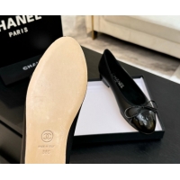 Low Cost Chanel Classic Lambskin & Patent Calfskin Ballet Flats with Bow Black 0901023