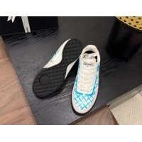 Luxury Chanel Quilted Calfskin Leather Sneakers White/Blue 2025 G458390901