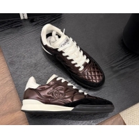 Best Product Chanel Quilted Calfskin Leather Sneakers Dark Brown G4583909
