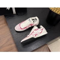 Classic Hot Chanel Quilted Calfskin Leather Sneakers White/Fuchsia G4583909