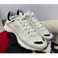 Low Price Chanel Shiny Calfskin & Suede Sneakers White G46609