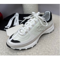 Low Price Chanel Shiny Calfskin & Suede Sneakers White G46609