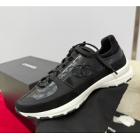 Best Grade Chanel Shiny Calfskin & Suede Sneakers Black 2025 G46609 0901042