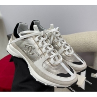 Good Looking Chanel Laminated Calfskin & Suede Sneakers Light Gold 2025 G46609 0901043