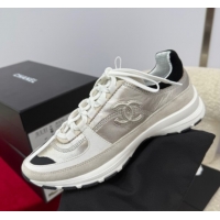 Good Looking Chanel Laminated Calfskin & Suede Sneakers Light Gold 2025 G46609 0901043