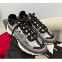 Luxury Cheap Chanel Laminated Calfskin & Suede Sneakers Grey 2025 G46609 0901044