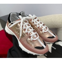 Charming Chanel Laminated Calfskin & Suede Sneakers Champagne 2025 G46609 0901047