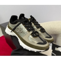 Low Cost Chanel Laminated Calfskin & Suede Sneakers Green 2025 G46609 0901048