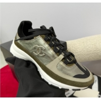 Low Cost Chanel Laminated Calfskin & Suede Sneakers Green 2025 G46609 0901048
