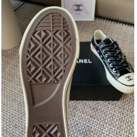 Big Discount Chanel Canvas Low top Sneakers with Chain and Print Black 2025 CH090103 0901049