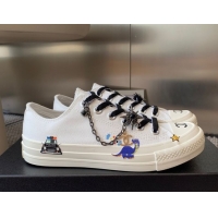 Discount Chanel Canvas Low top Sneakers with Chain and Print White 2025 CH090103 0901050